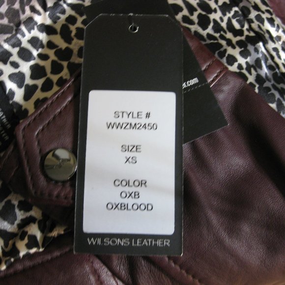 NWT Wilsons Leather red moto jacket coat XS extra small - Picture 9 of 10